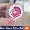 16colors Heart Shape Glitter Gel Polish Canning Flash Sequin Flowers Gel Nails Polish 5ml Semi Permanent Gel Nail Polish 1