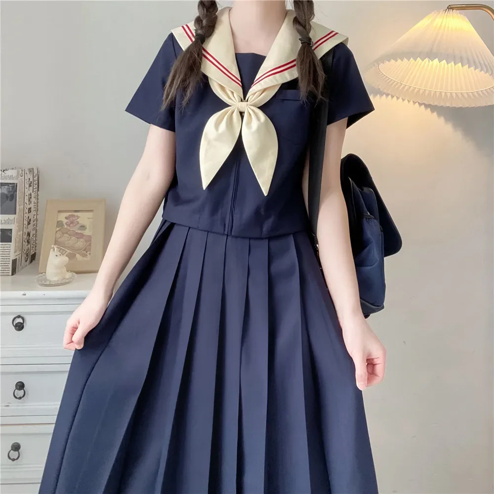 Basic Jk Navy Sailor Suits Japanese School Uniforms for Girls Graduation Clothes Cute Pleated Skirt Anime Cosplay Costumes Women
