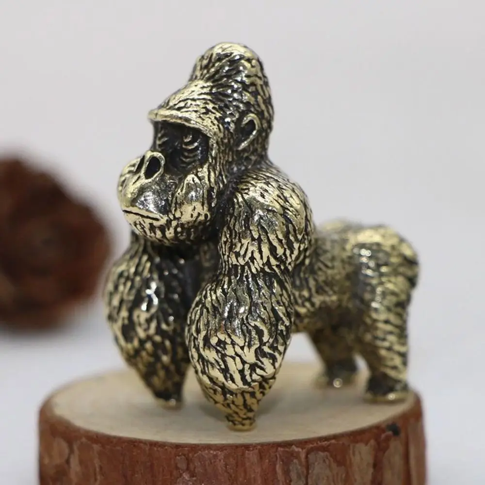 

Copper Gorilla Statues Vintage Brass Big Gorilla Figurine Small Chimpanzee Garden Statues Landscape Ornament Tea Pets Monkey