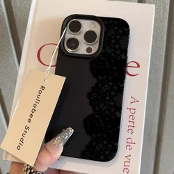 Elegant Black Lace Flower Pattern Phone Case Cover for Redmi Note 13 5G (Black)
