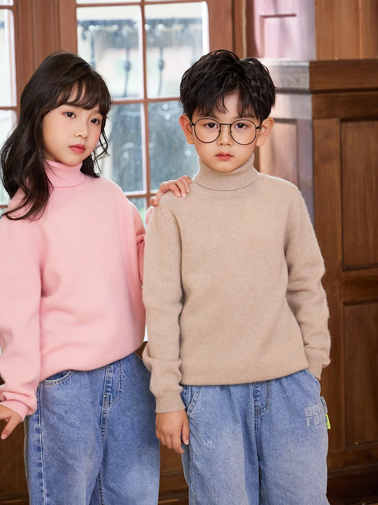 

Boys Wool Sweater Turtleneck Girls Wool overcoat children Unisex cashmere Sweater Winter Warm 100% cashmere Pullover Sweater top