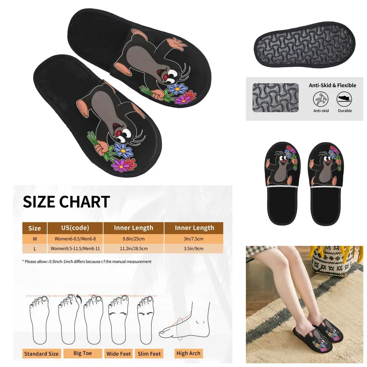 

Krtek Little Maulwurf Men Women Furry slippers,Cosy Color printing special Home slippers,Neutral slippers pantoufle homme