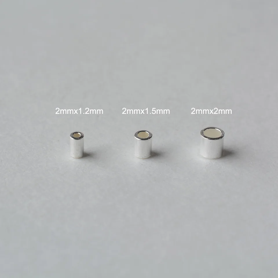 20 Perline A Crimpare In Argento 925 - Misure 2,5 / 3 / 4 / 5 / 6 Mm, Perline Copri-cavo E Terminali Per Bigiotteria Fai Da Te