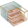 Jewelry organizer box-Tempered Glass 5-Drawer jewelry boxes for women, Large Jewelry Boxes 1