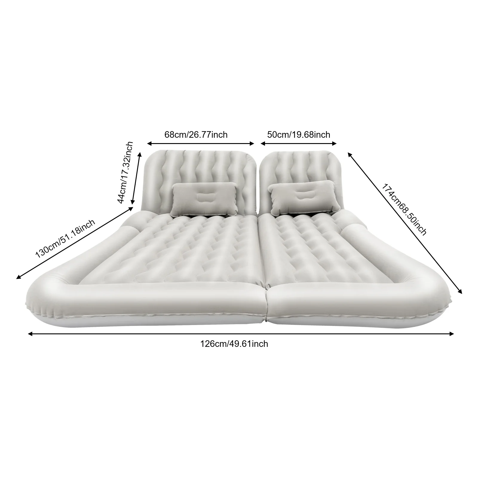 Car Back Seat Universal Foldable Inflatable Bed Mattress Set w/Pump+Pillow 5