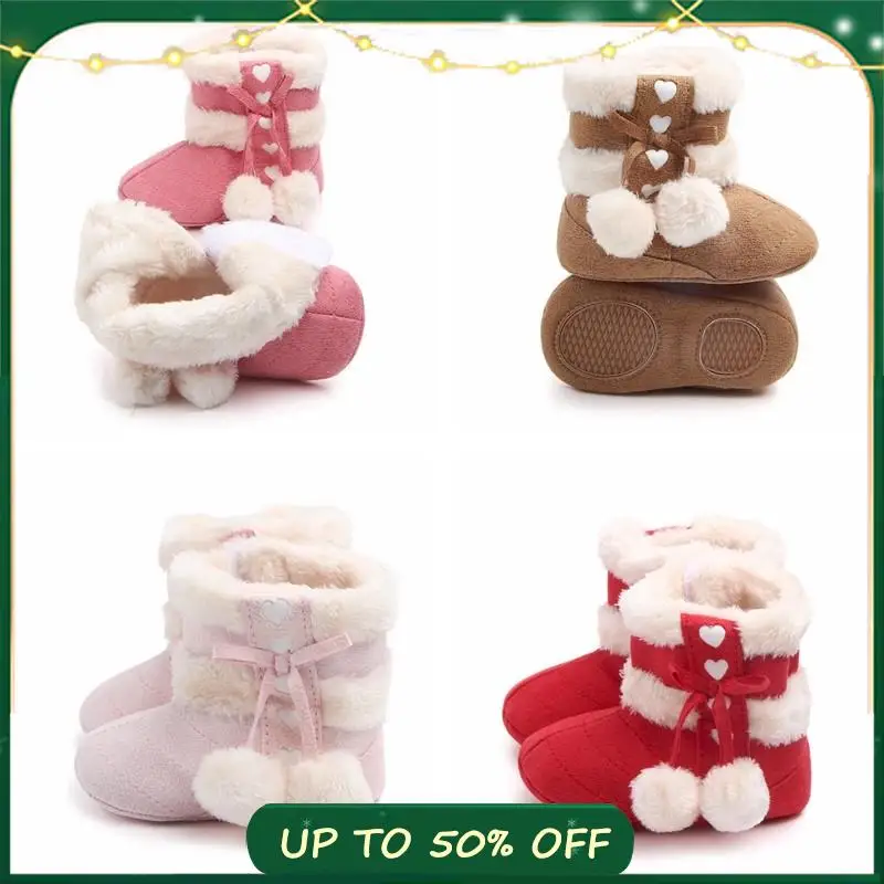 

Winter Snow Baby Booties Warm Infant Cotton Soft Rubber Sole Infant Newborn Toddler Princess Crib Baby Shoes Girls Walkers 0-12M