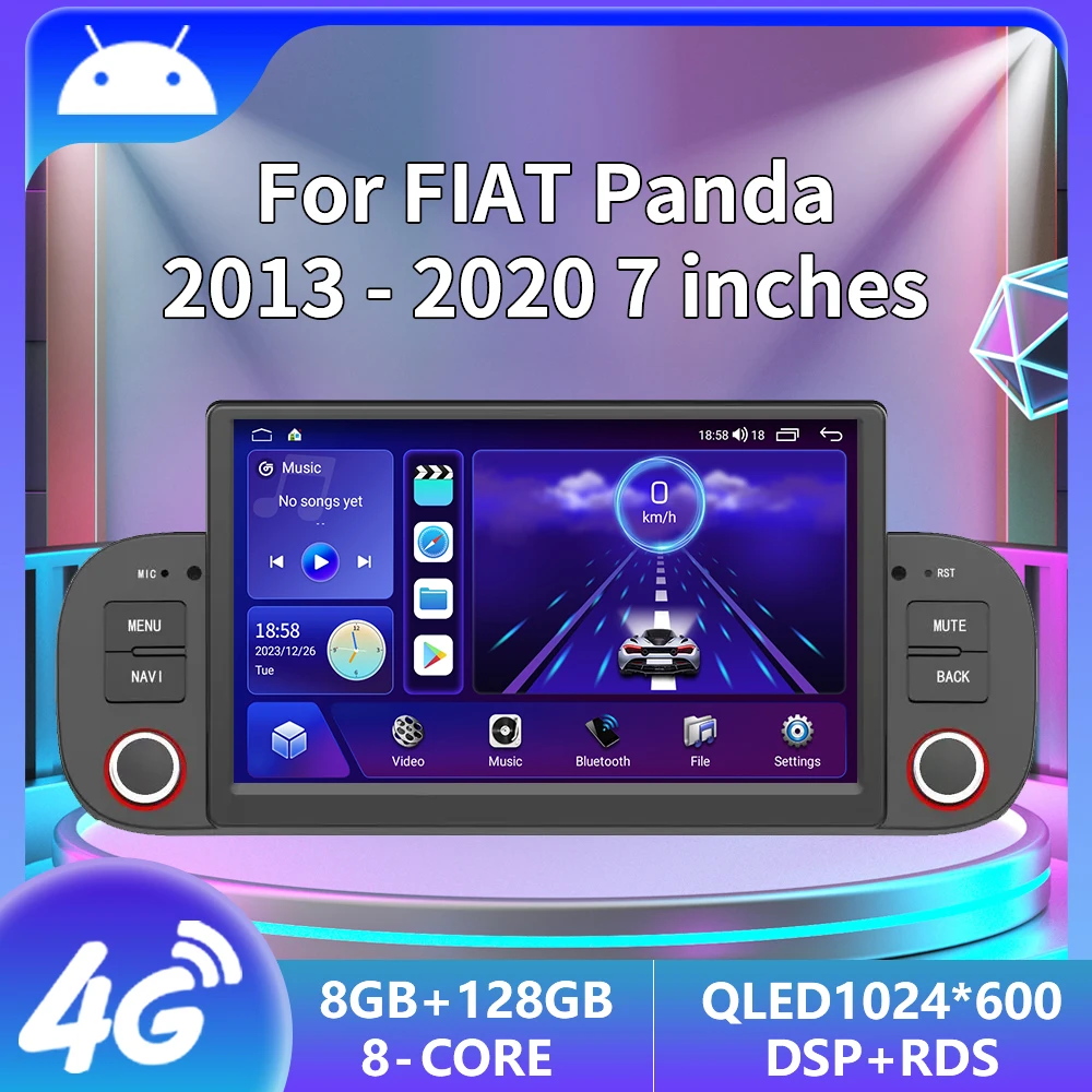 Android13 Auto Carplay Autoradio Multimediale Per Fiat Panda 2013 - 2020 Navigazione Video Stereo Gps 1Din Dvd 4G 8Core Dsp Autorad