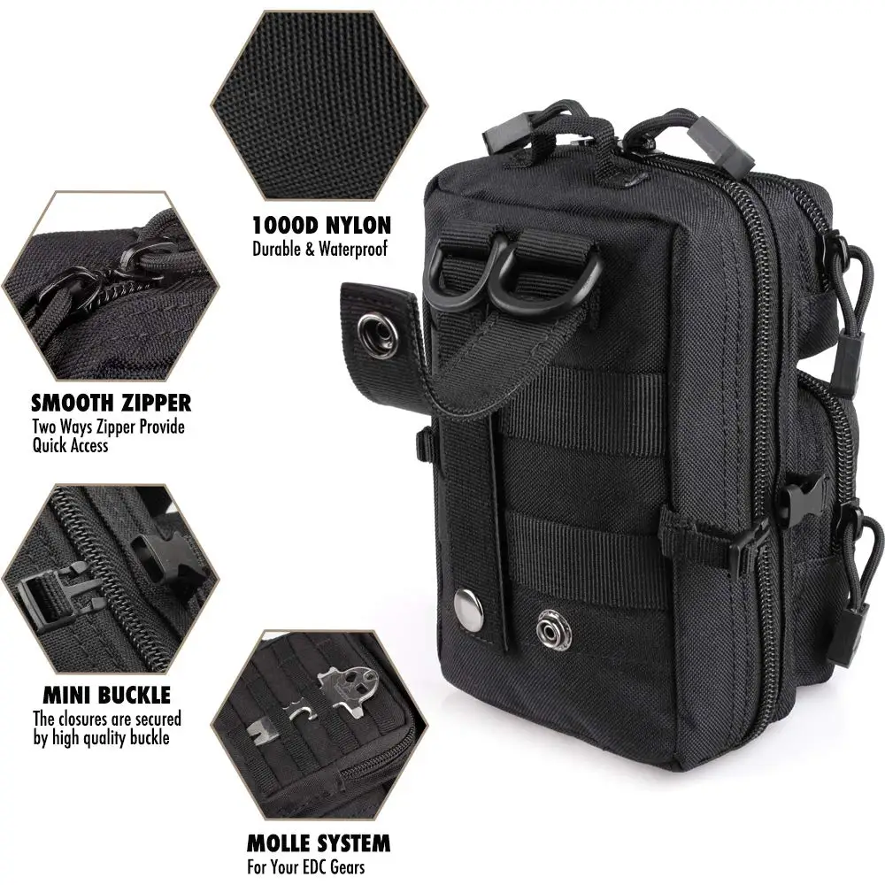 Compact Tactical Utility Pouch with EDC and Medical Storage