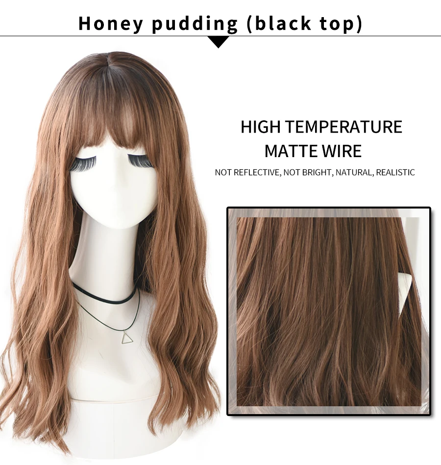 7JHH WIGS Blue Deep Wave Wig With Bangs For Women Long Omber Brown Hair Layered Heat Resistant Cosplay Party Synthetic Wig 7JHH WIGS Blue Deep Wave Wig With Bangs For Women Long Omber Brown Hair Layered Heat Resistant Cosplay Party Synthetic Wig