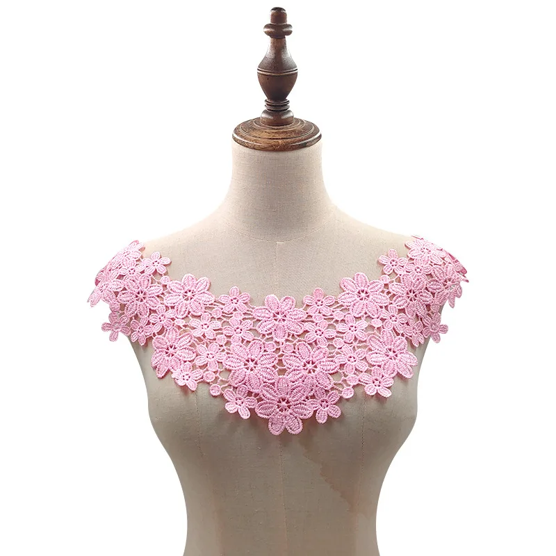 Lace Floral Embroidery Fabric Fake Collar for Needlework White Embroidery Lace Fabric Applique DIY Dress Sewing Supplies Craft