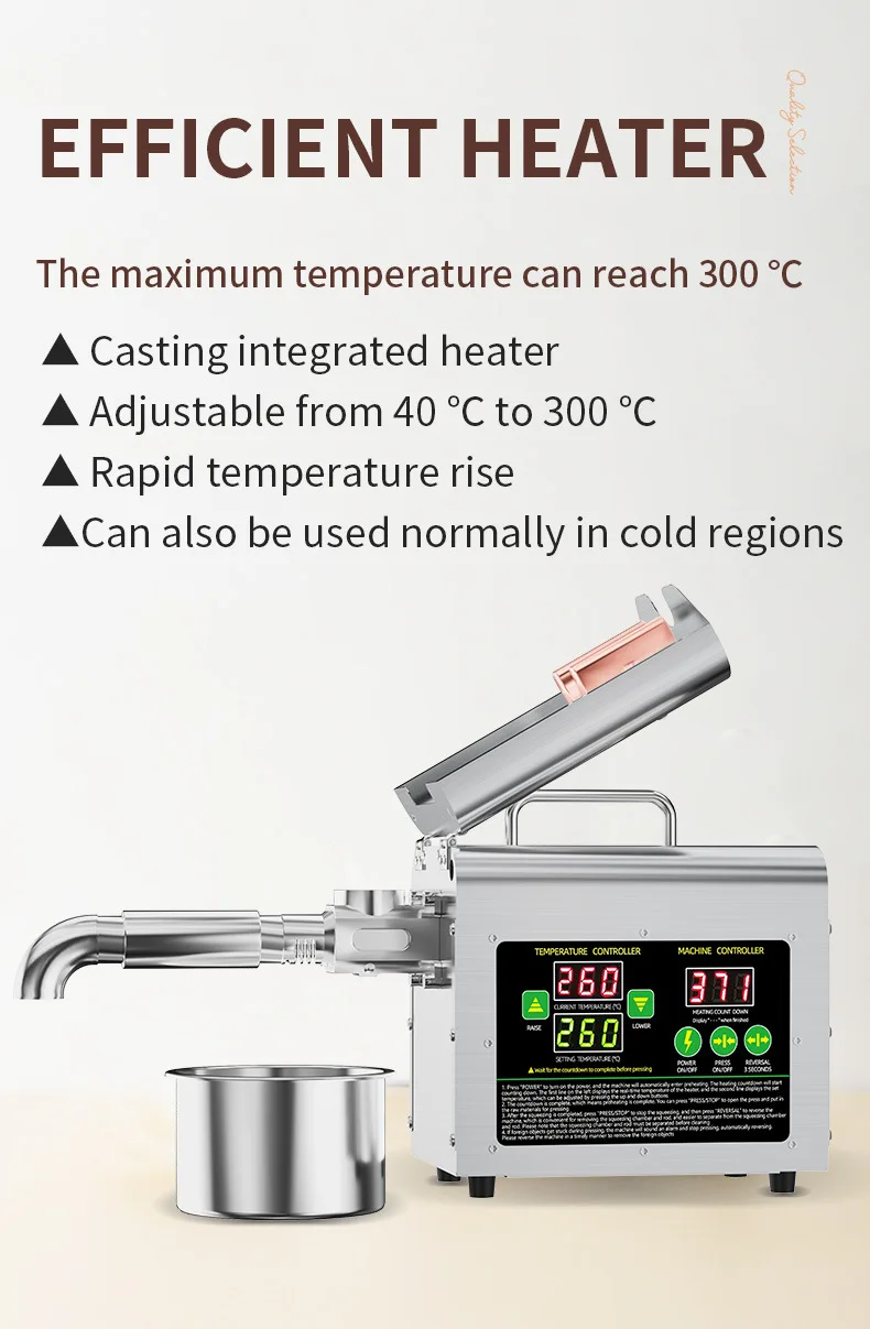 Neue große, temperaturregulierende, automatische, intelligente Ölpresse für Zuhause, kleines und mittelgroßes, kommerzielles Kalt- und Heißöl – Detail 9