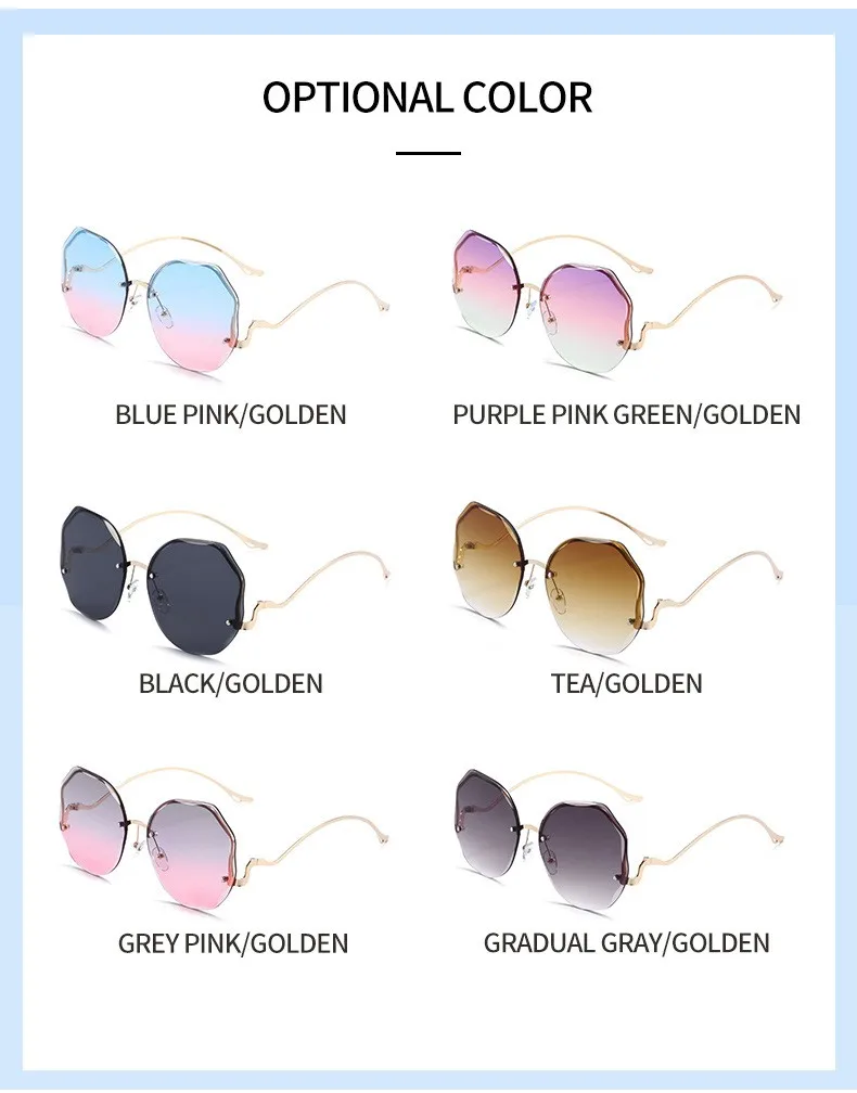 Neue rahmenlose, randgeschnittene High-End- und personalisierte Sonnenbrille mit modischem Farbverlaufsdesign 1211 – Detail 5