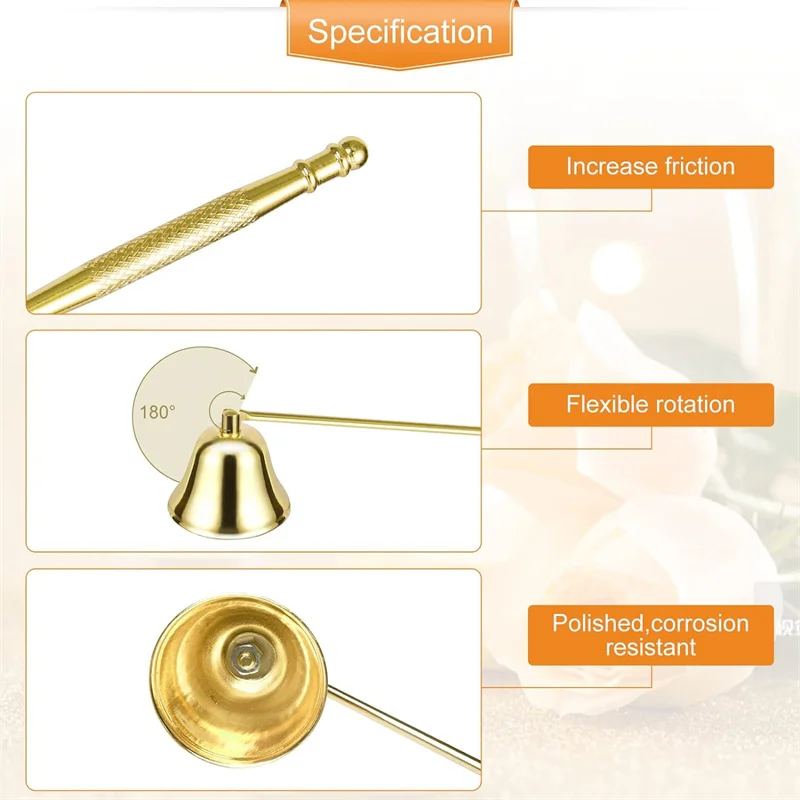 Candle Snuffer Tool Long Handle Bell Extinguisher Accessory for Putting Out Candle Wicks Stainless Steel candle snuffer