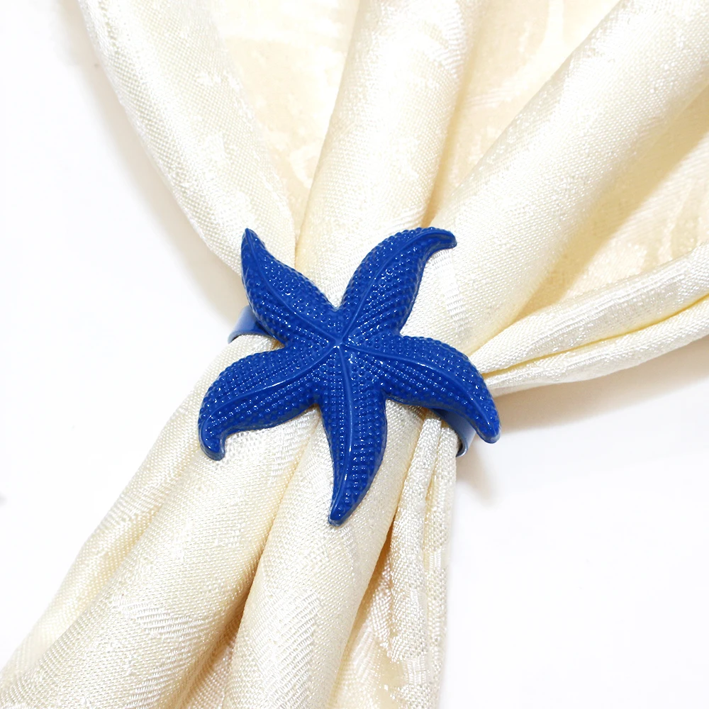 6Pcs Blue Sea Creatures Napkin Rings Ocean Napkin Holders Octopus Buckles for Wedding Party Banquets Dining Table Decor