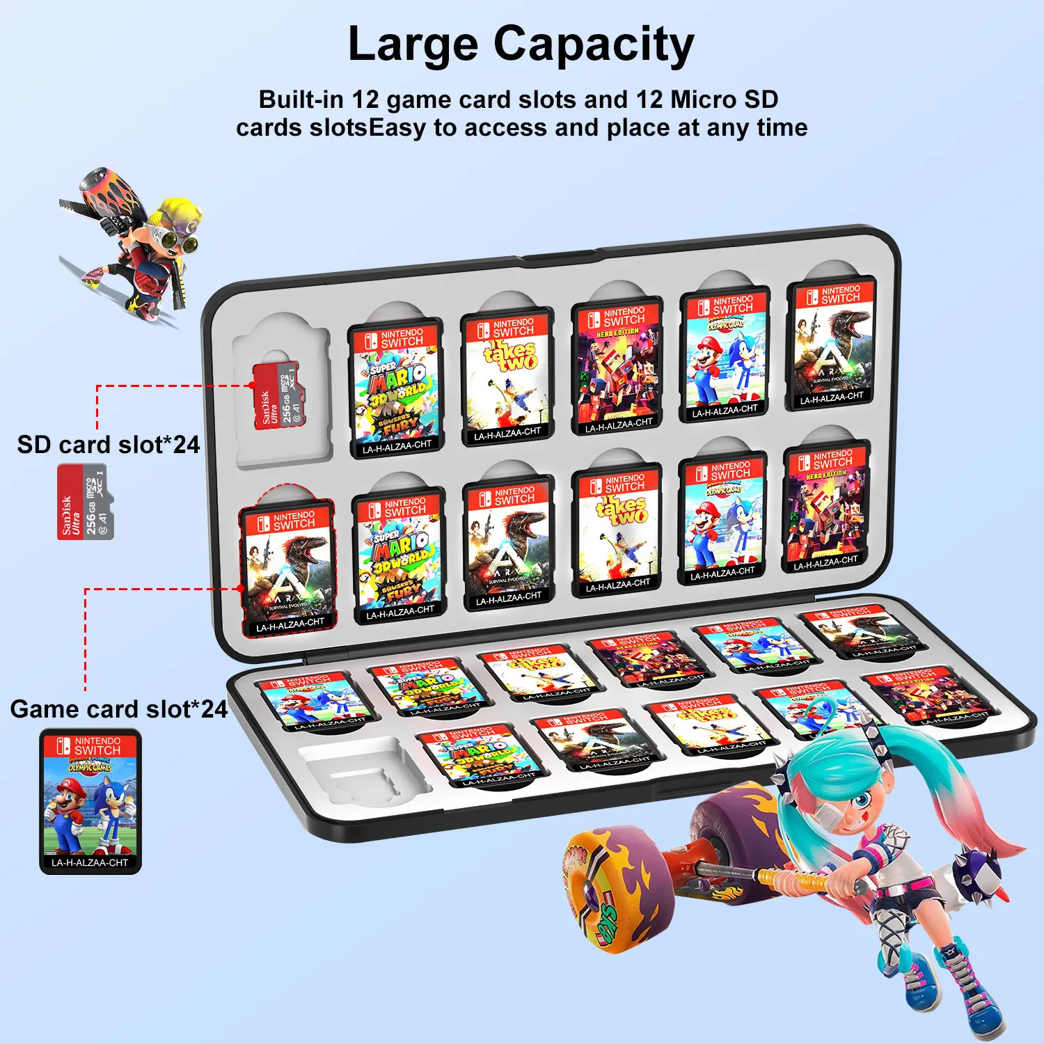 24 In 1 스위치 카드 보호 케이스 Nintendo Switch/Switch OLED/Switch Lite 게임 카드 보관 보호 게임 카드 상자