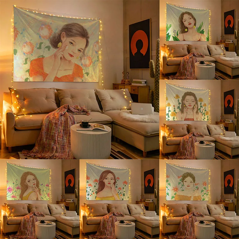 

Гобелен Корейский ручной работы девушка домашняя комната Настенный декор подвесной фон ткань
