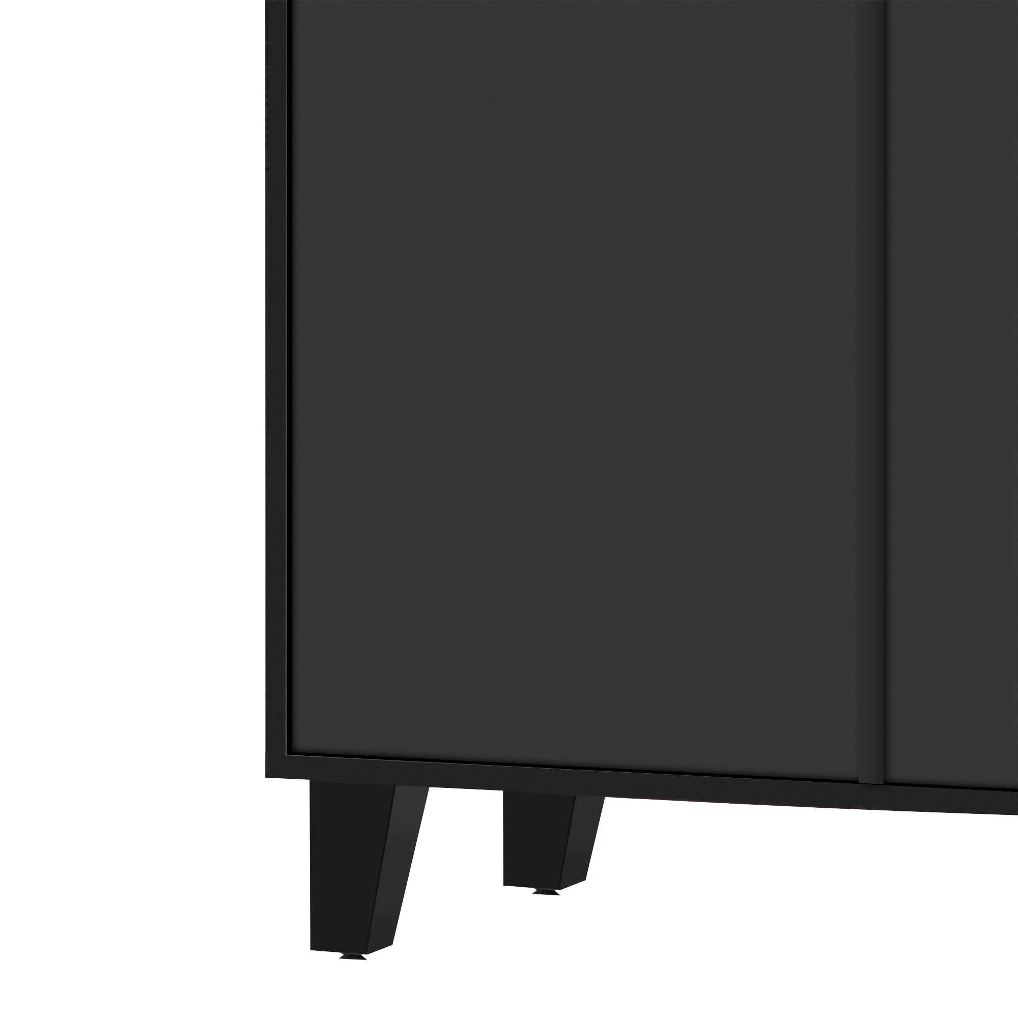 Schwarzes Sideboard mit Spiegeleffekt und coolen Kristallgriffen, vier Türen, mit beweglichem Laminat. Für Wohn- und Esszimmer, 160 x 40 x 84 cm – Detail 13