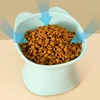 New cat bowl anti-tip feeding and drinking bowl Nordic style square mouth double-ear high-leg cat bowl pet supplies 5