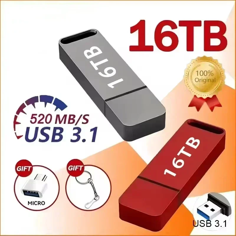 Ultra-Capacity High-Speed Metal Flash Drive with Wireless Audio Transmitter and Bluetooth Adapter