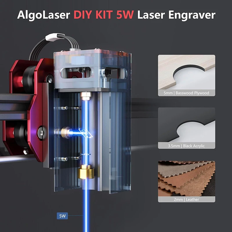 Laser Engraving Machine AlgoLaser Diy Kit Laser Master Engraver Cutter For Beginner 40*40cm Table Woodworking CNC Engraving Cutting Machine