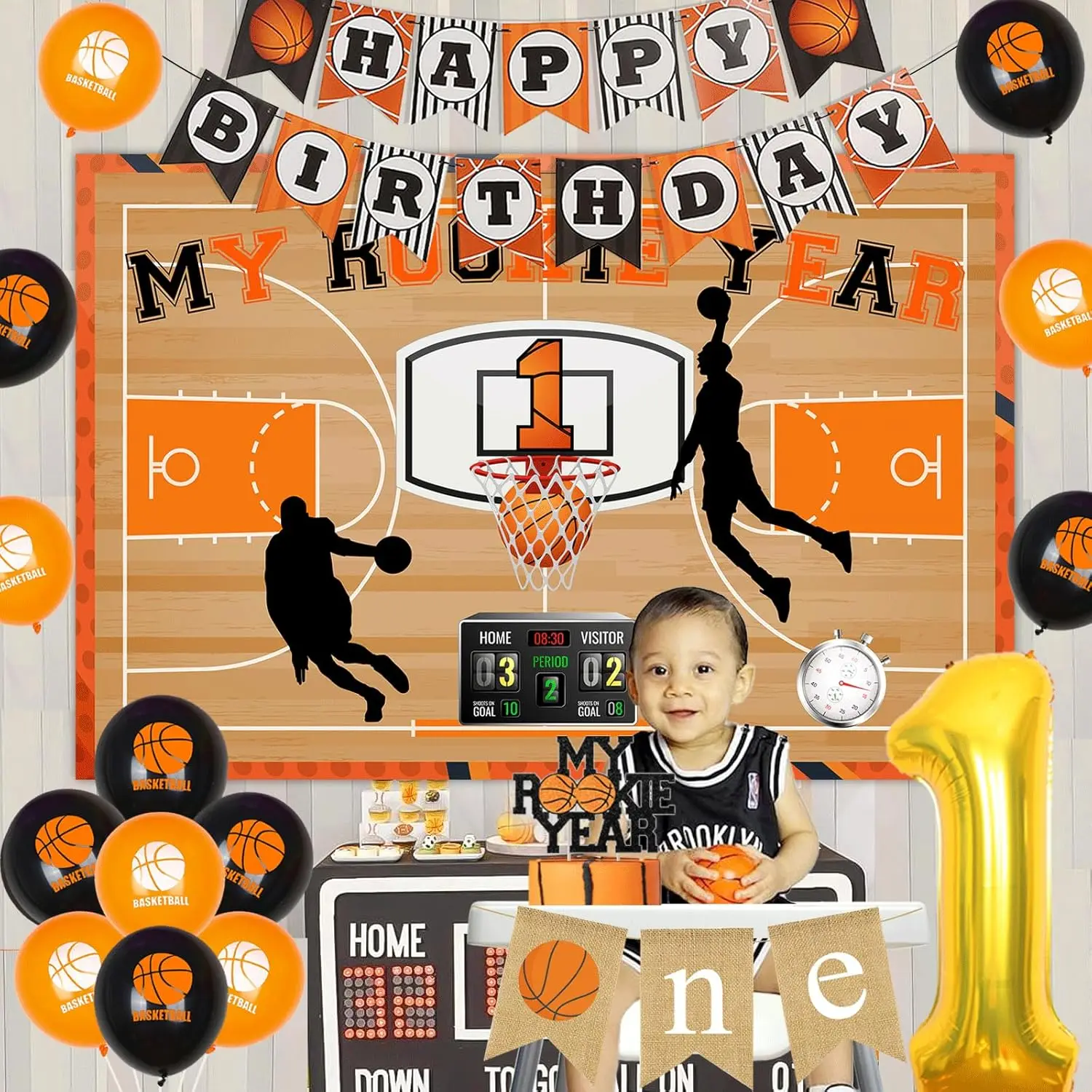 JOYMEMO Basketball 2nd Birthday YPF5 Party Decorations For Boys, Born 2 Ball Balloons Years Old It S Game Time Decor Sport Theme Party Supplies