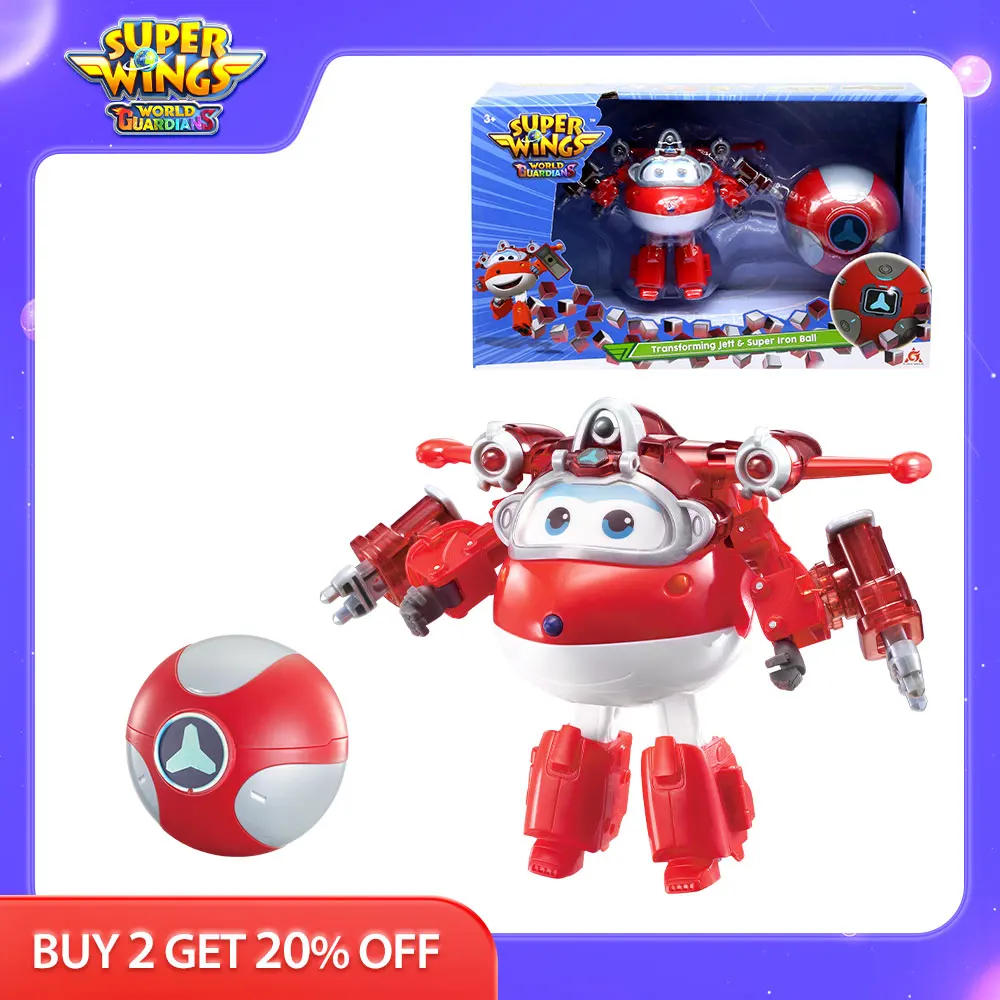 Super Wings S6 5 Pollici Che Trasforma Jett & Ball - Iron Power Robots Deformazione A Airplane Action Figures Anime Kid Toys