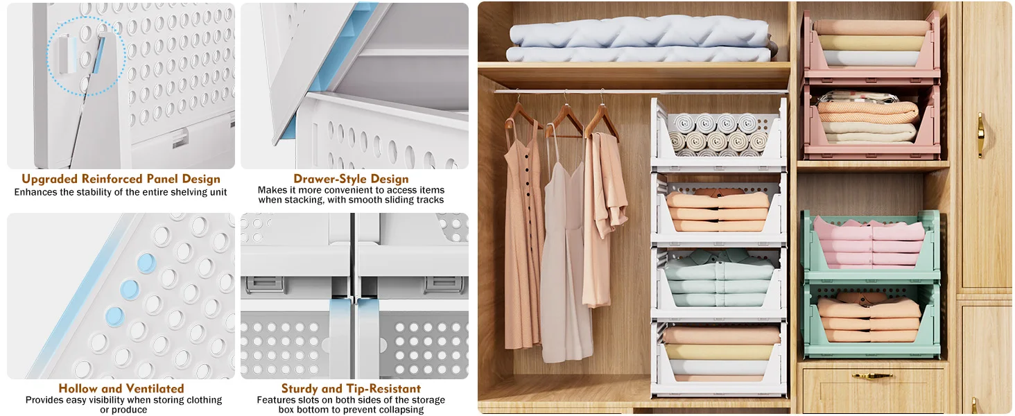 foldable storage box storage shelves with drawers clothes storage bins plastic storage cabinet