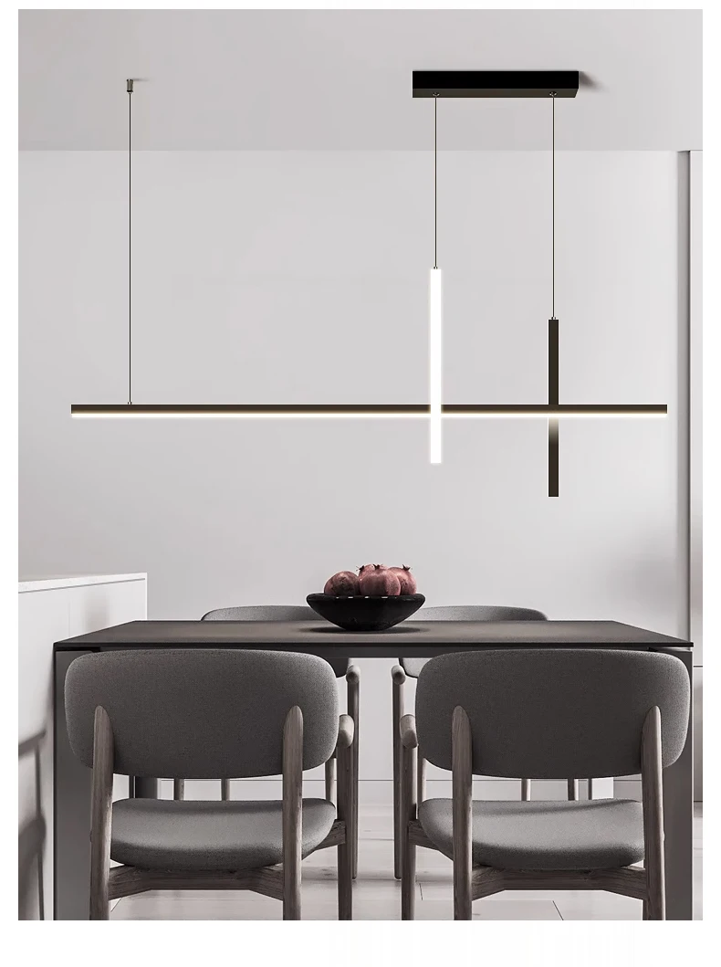 Description Picture 4 of itemModern Minimalist Long Strip Led Pendant Lamp Dimmable For Table Dining Room Bar Chandelier Lighting Home Kitchen Light Fixtures