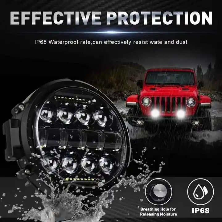7inch Waterproof LED Headlight Hi/Low Daytime running Offroad LED Bar Spot Flood