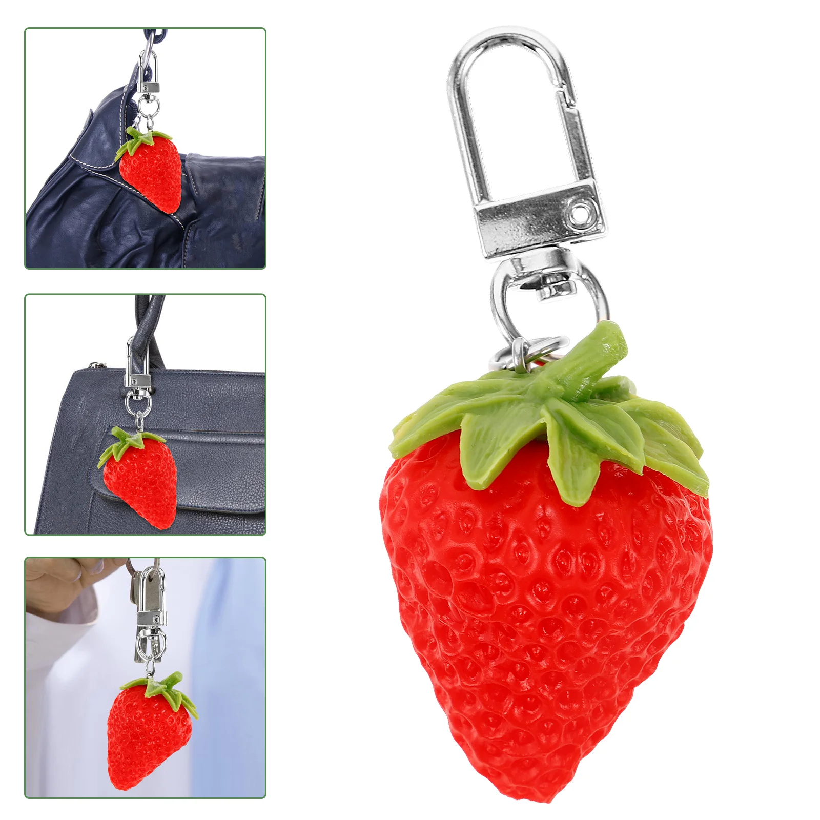 

Simulation Fruit Pendant Gift Strawberry Keychain Bag Hanging Charm Metal Portable