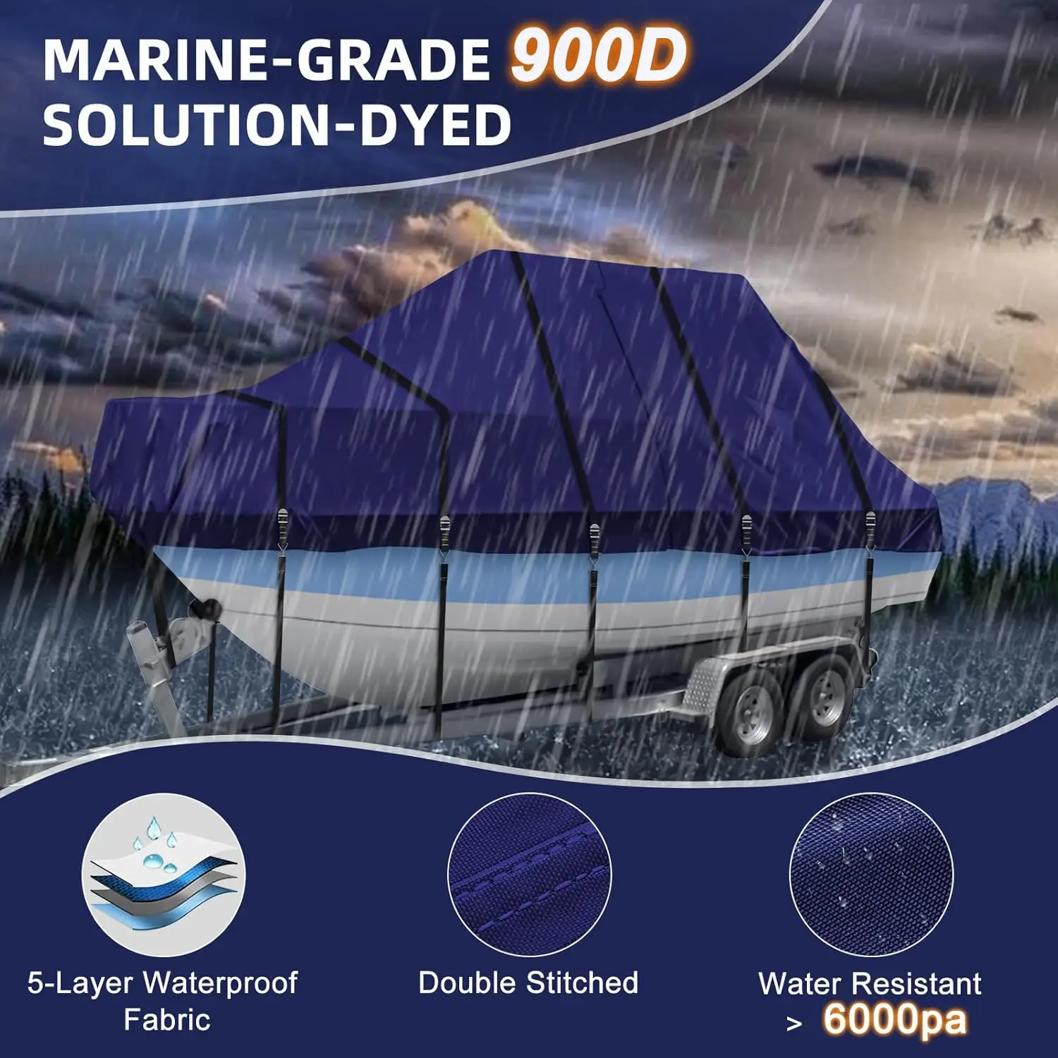 Waterproof T Top Hard Top Boat Cover, Center Console Boat Cover