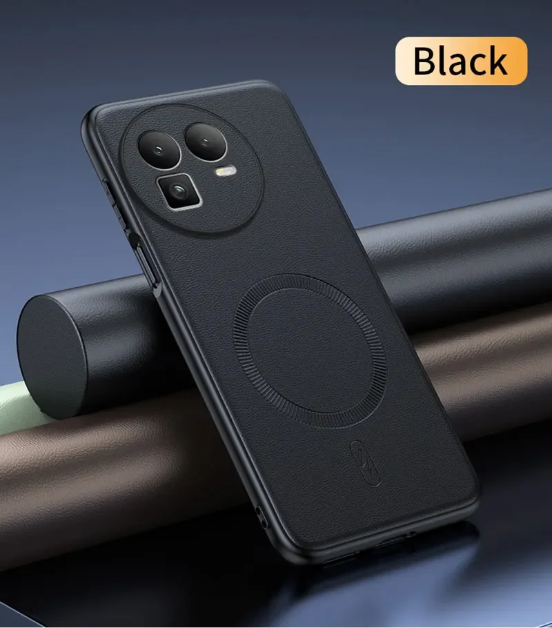 Leather Texture Case with Magnetic Wireless Charging and Camera Protection