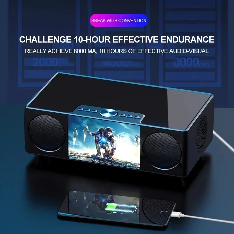 

Home Theater Bluetooth Speaker 4.3"Display Wireless Stereo Subwoofer Speakers Portable Audio System 8000mAh Power Bank for PC/TV
