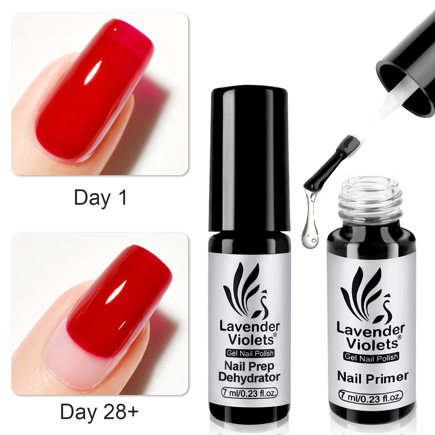 2pcs 7ml Nail Primer Nail Prep Dehydrator Set Fast Air Dry No Curing Long Lasting for Art Design