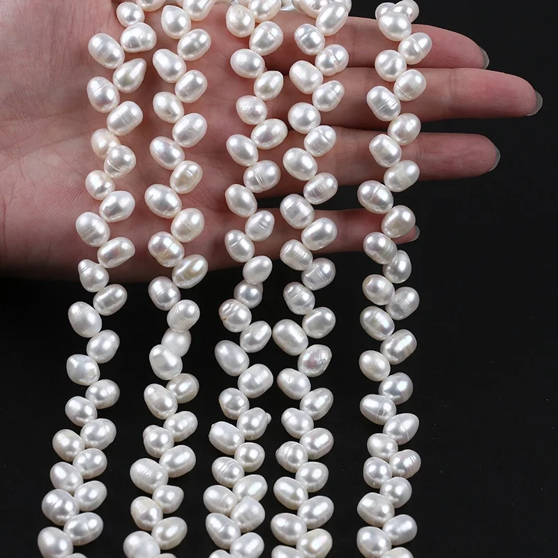 

8-9mm natural white color rice shape freshwater pearls bead string strand for women jewelry making