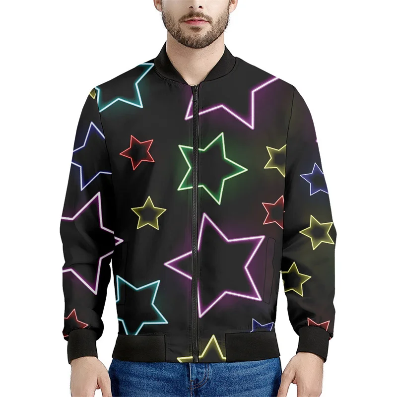 thumbnail image 1 of Chaquetas con estampado 3D de estrellas de dibujos animados para hombre y mujer, sudadera con cremallera a la moda, ropa de calle, abrigo holgado, chaqueta bomber de manga larga con cremallera, 1 of 5