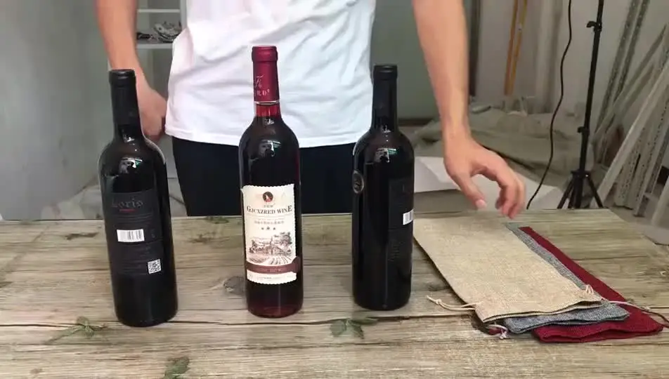 18 Stück Wein Geschenkbeutel Jute - 35x15cm Mit Geschenkanhängern Für Weinflaschen