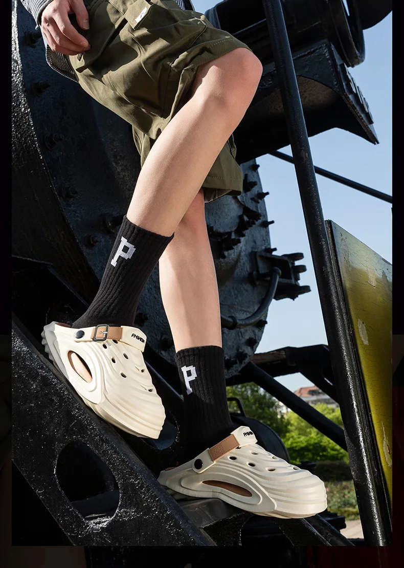 Comwarm Men's EVA Platform Slides, Soft Comfortable Summer Beach Sandals With Holes_voghion.com