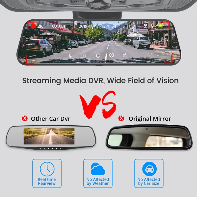 Mirror Camera for Car Touch Screen  Video Recorder Rearview mirror Dash Cam Front and Rear Camera Mirror DVR Black Box 5