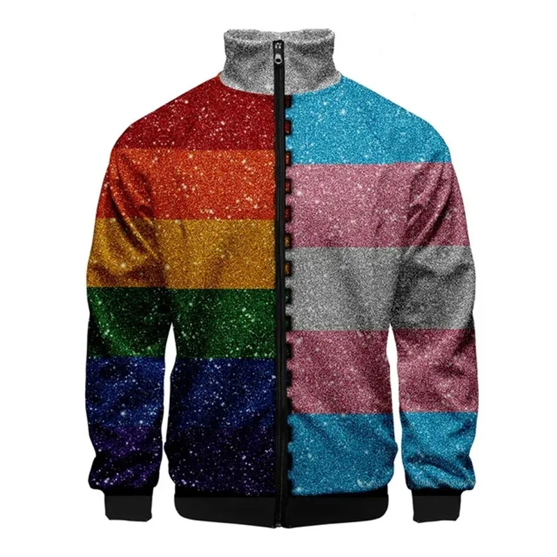 thumbnail image 1 of Chaqueta con cremallera y estampado 3D de arcoíris LGBT para hombre y mujer, sudadera de moda para primavera y otoño, tops cómodos, abrigo de calle, ropa para hombre, 1 of 4