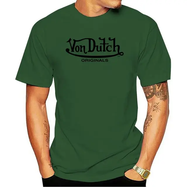 2020Von Dutch originals Logo White T-shirt for Men Size S-3XL 100%Cotton greenMen