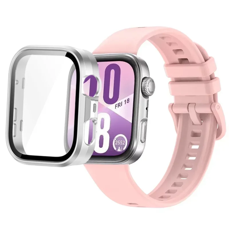 Breathable Silicone Strap with Protective Tempered Glass Screen and HD PC Case