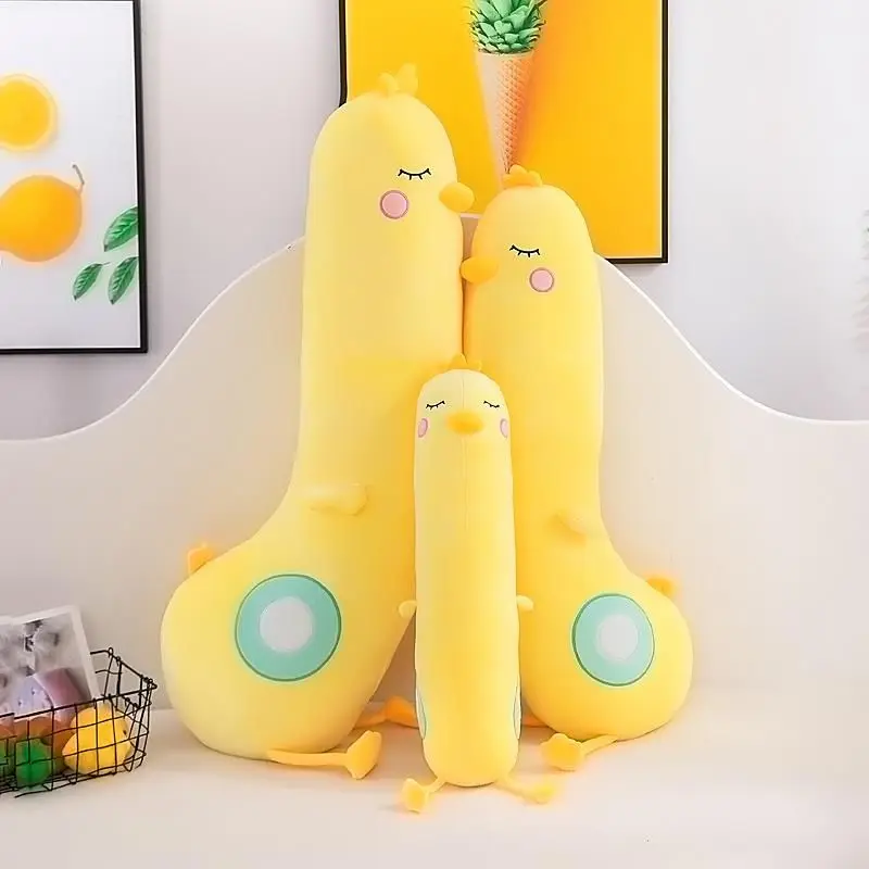 

70-120 см большая Милая животная длинная большая желтая куриная Подушка плюшевая игрушка кукла диван орнамент подушка игрушки подарок на день рождения