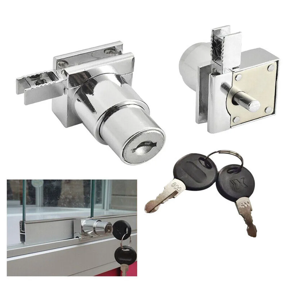 

1/4pcs Showcase Sliding Glass Door Lock Set With Key For Display Cabinet Security Hardware Non Opening Glass Door Lock