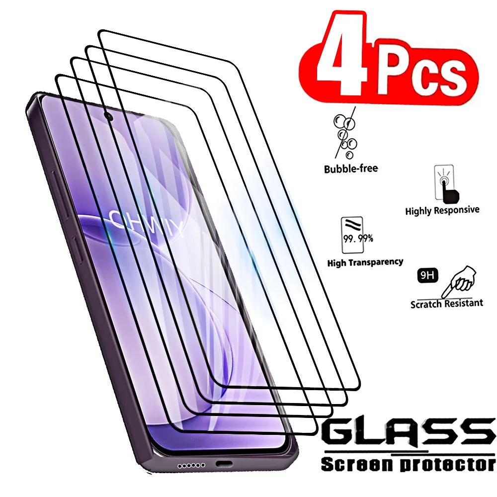4-Pack HD Tempered Glass Screen Protectors with Protective Film Cover