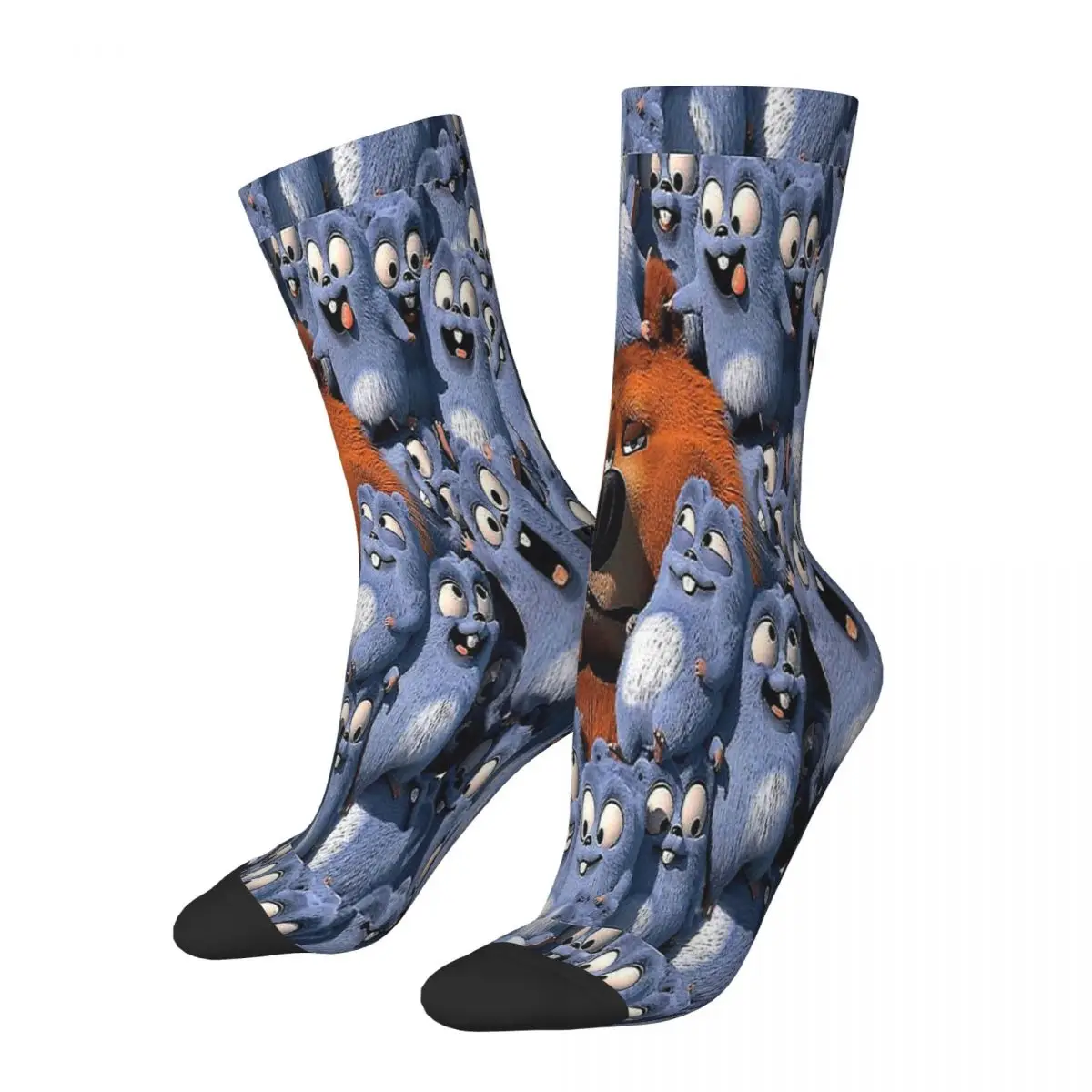 Happy Lemmings Tabodi And Grizzy Cartoon Anime Socks Male Mens Women Autumn Stockings Printed