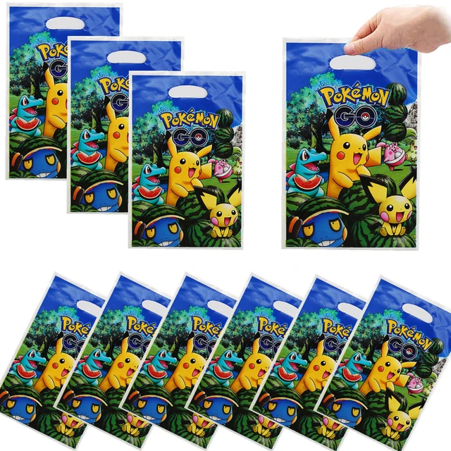 Décoration de fête d'anniversaire Pokemon pour enfants, sac cadeau