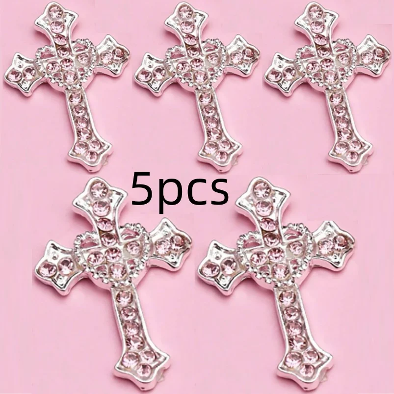 10/5pcs Punk Cross Nail Charms 3D Gold Silver Diamond Nail Art Decoration Sparkling DIY Manicure Rhinestones Jewelry for Women