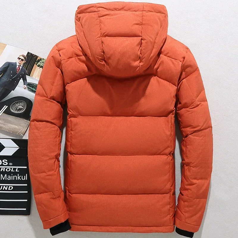 Men's White Duck Down Jacket Warm Hooded Thick Puffer Jacket Coat Male Casual Thermal Winter Parka