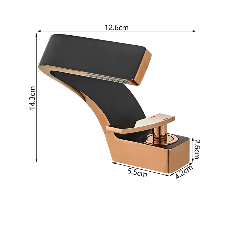 TOLM Brass Black Gold Basin Faucet Bathroom Sink Faucets Hot Cold Water Mixer Crane Deck Mounted Single Handle Hole Bath Kitchen — view 6